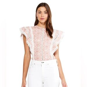 Misa Los Angeles Nilu Lace Trim Top in Pink Washed Tile